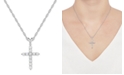 Macy's Cubic Zirconia Cross 16" Pendant Necklace in Sterling Silver